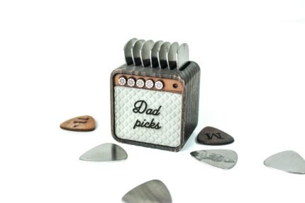 Support de médiator en bois personnalisé, cadeau pour lui, support de médiator en forme d'amplificateur